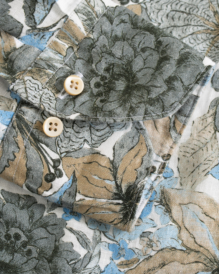 Hombres | Camisas | Stenströms | Slimline Printed Flower Shirt White