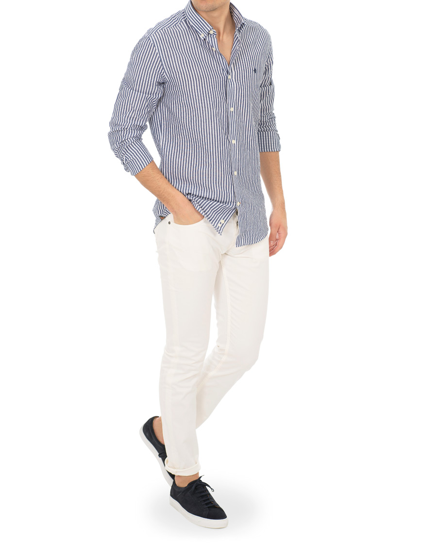 Hombres | Camisas | Morris | Nolan Stripe Button Down Shirt White/Navy