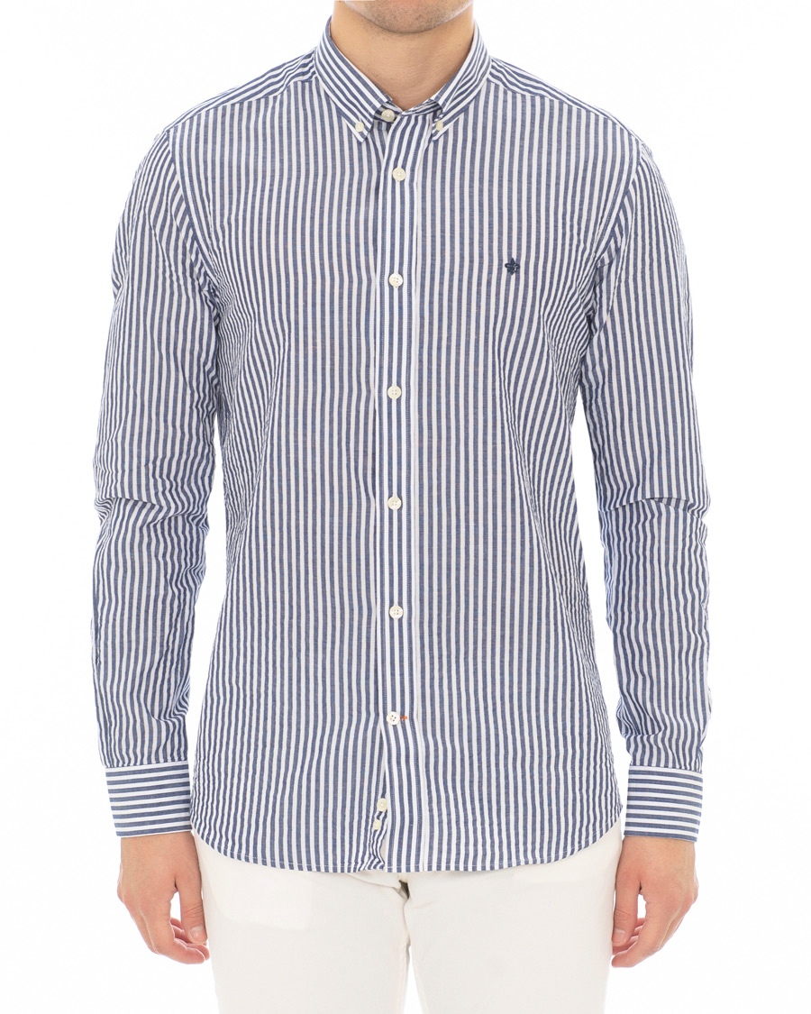 Hombres | Camisas | Morris | Nolan Stripe Button Down Shirt White/Navy