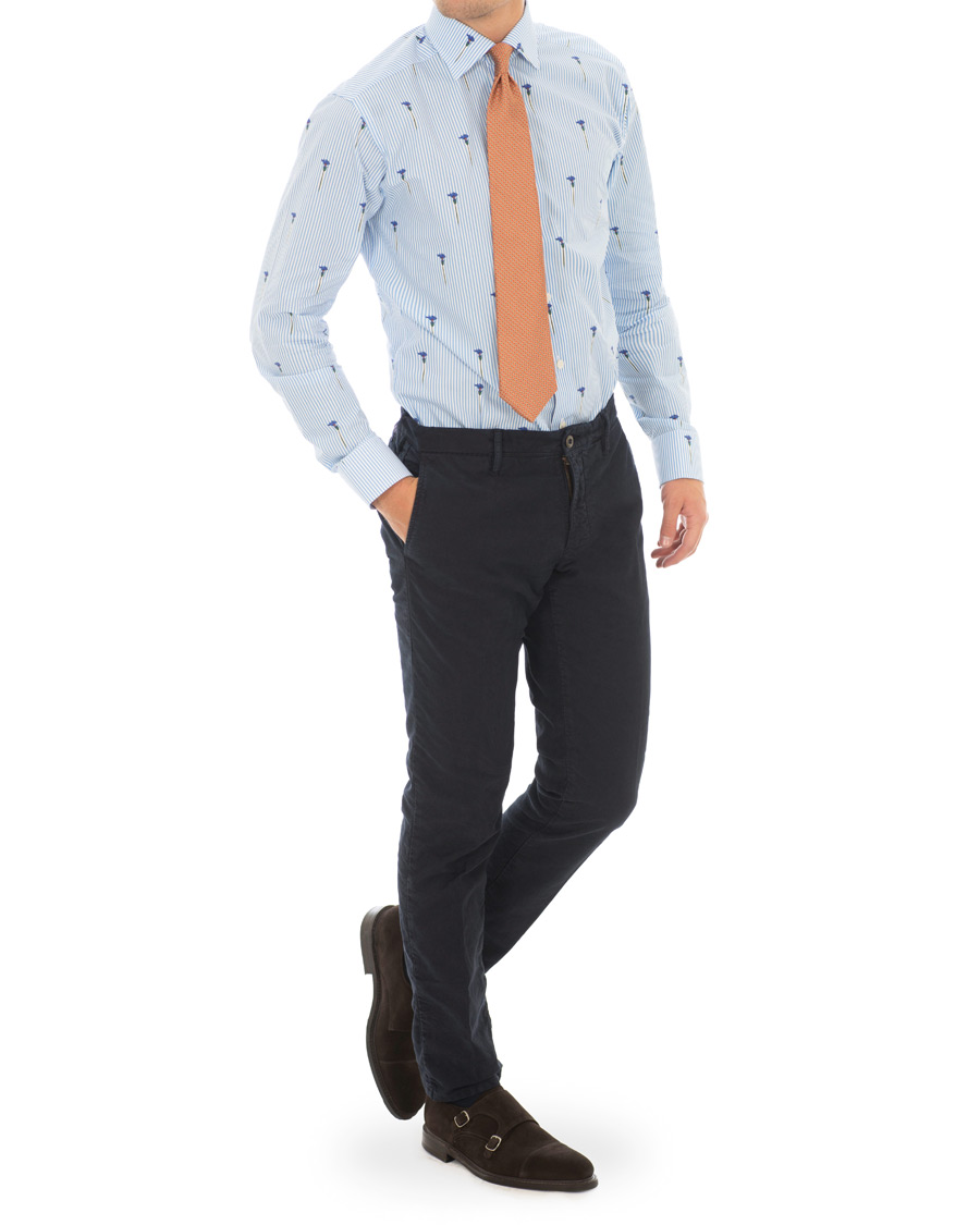 Hombres | Camisas | Eton | Slim Fit Poplin Flower Printed Striped Shirt White