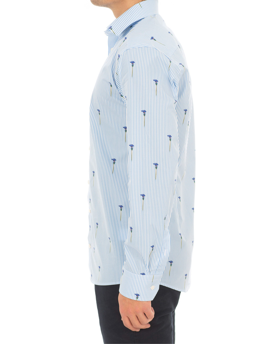 Hombres | Camisas | Eton | Slim Fit Poplin Flower Printed Striped Shirt White