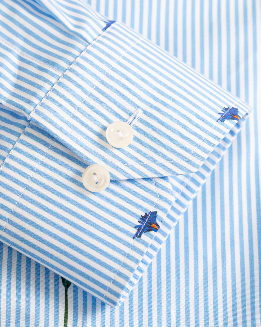Hombres | Camisas | Eton | Slim Fit Poplin Flower Printed Striped Shirt White
