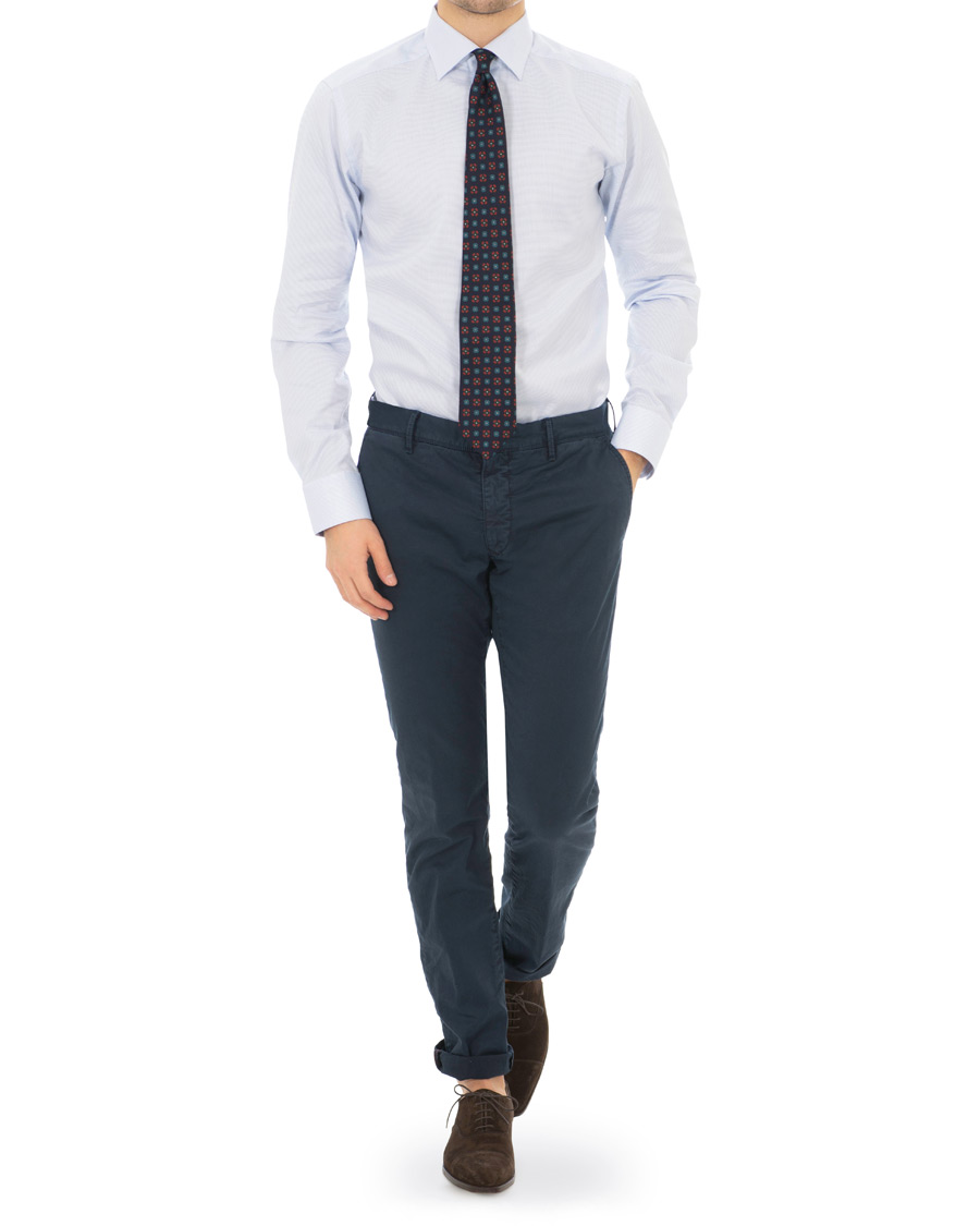 Hombres | Camisas | Eton | Slim Fit Micro Pattern Cutaway Shirt Light Blue