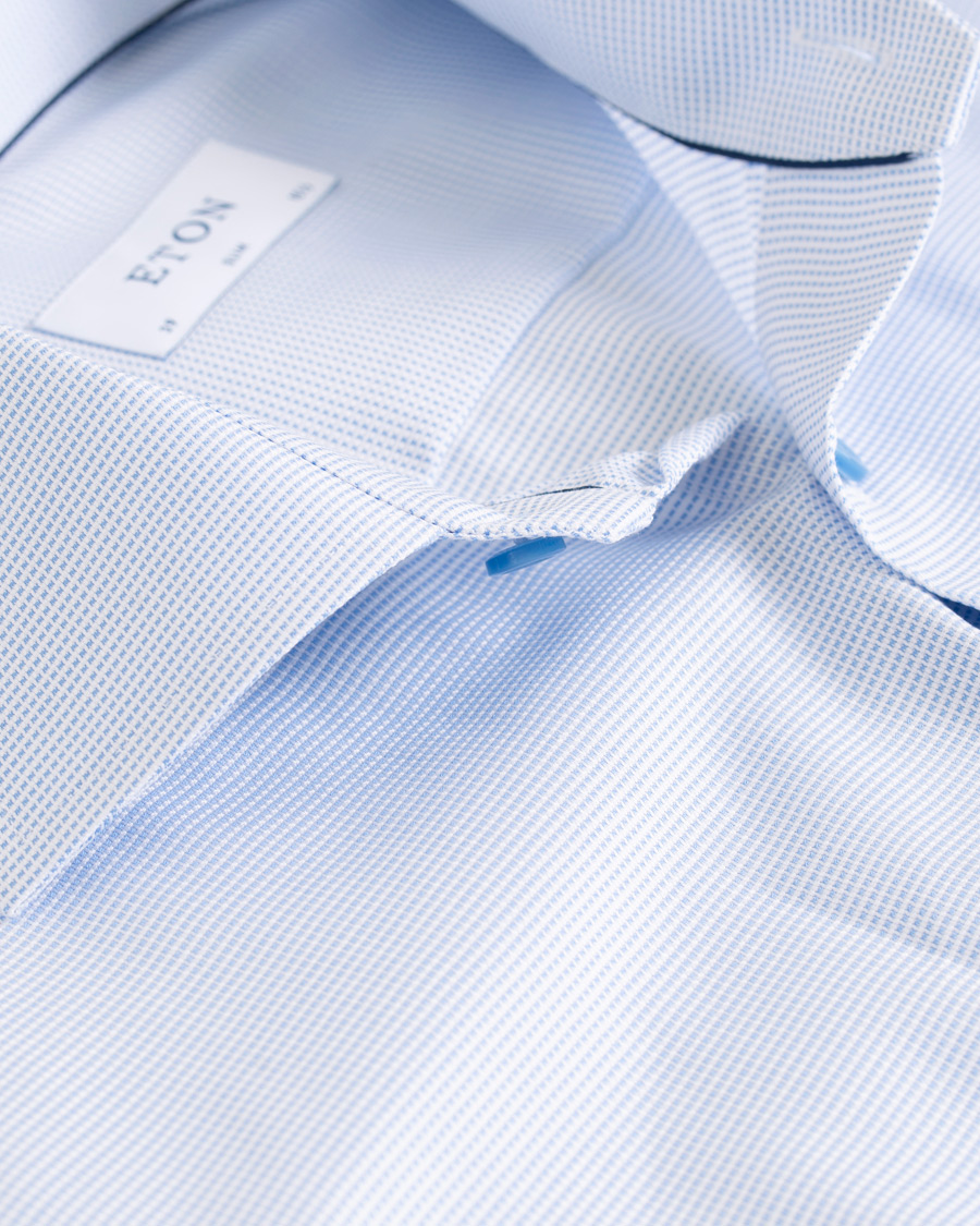Hombres | Camisas | Eton | Slim Fit Micro Pattern Cutaway Shirt Light Blue