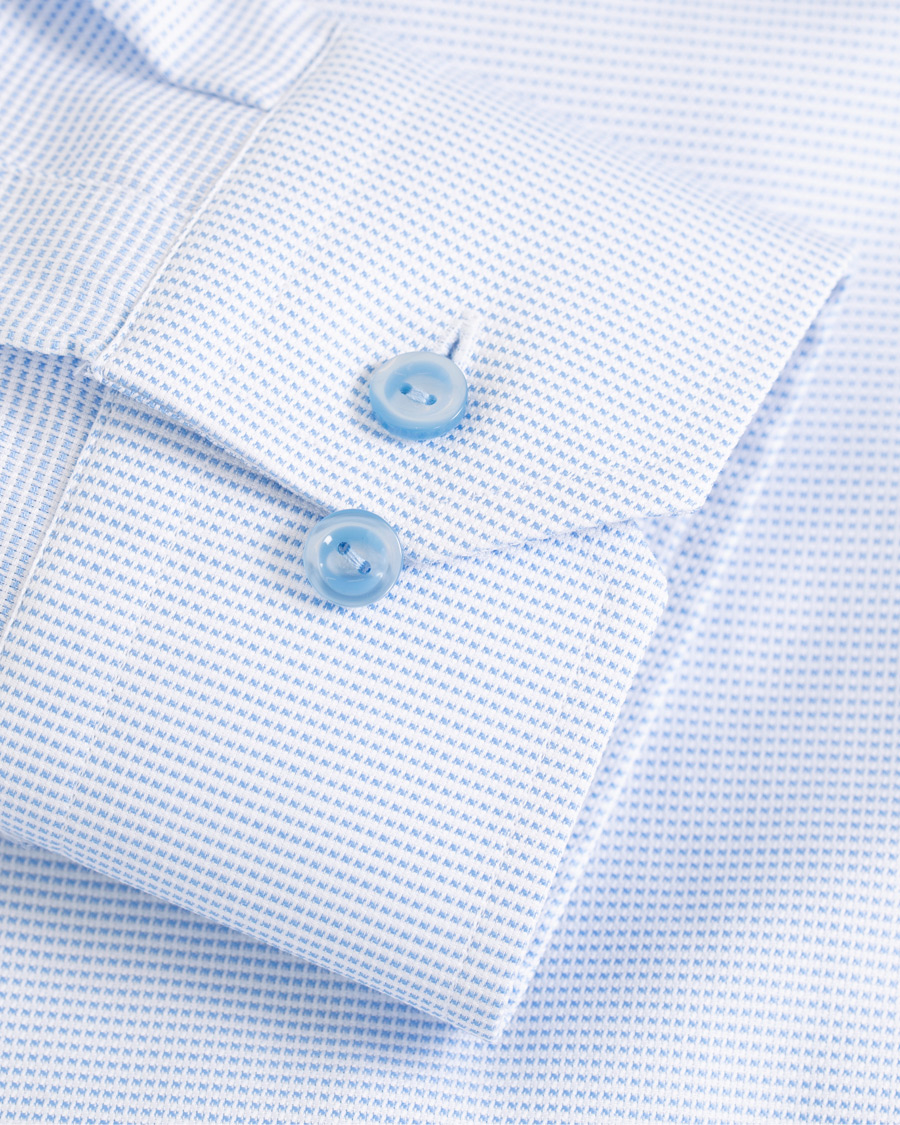 Hombres | Camisas | Eton | Slim Fit Micro Pattern Cutaway Shirt Light Blue