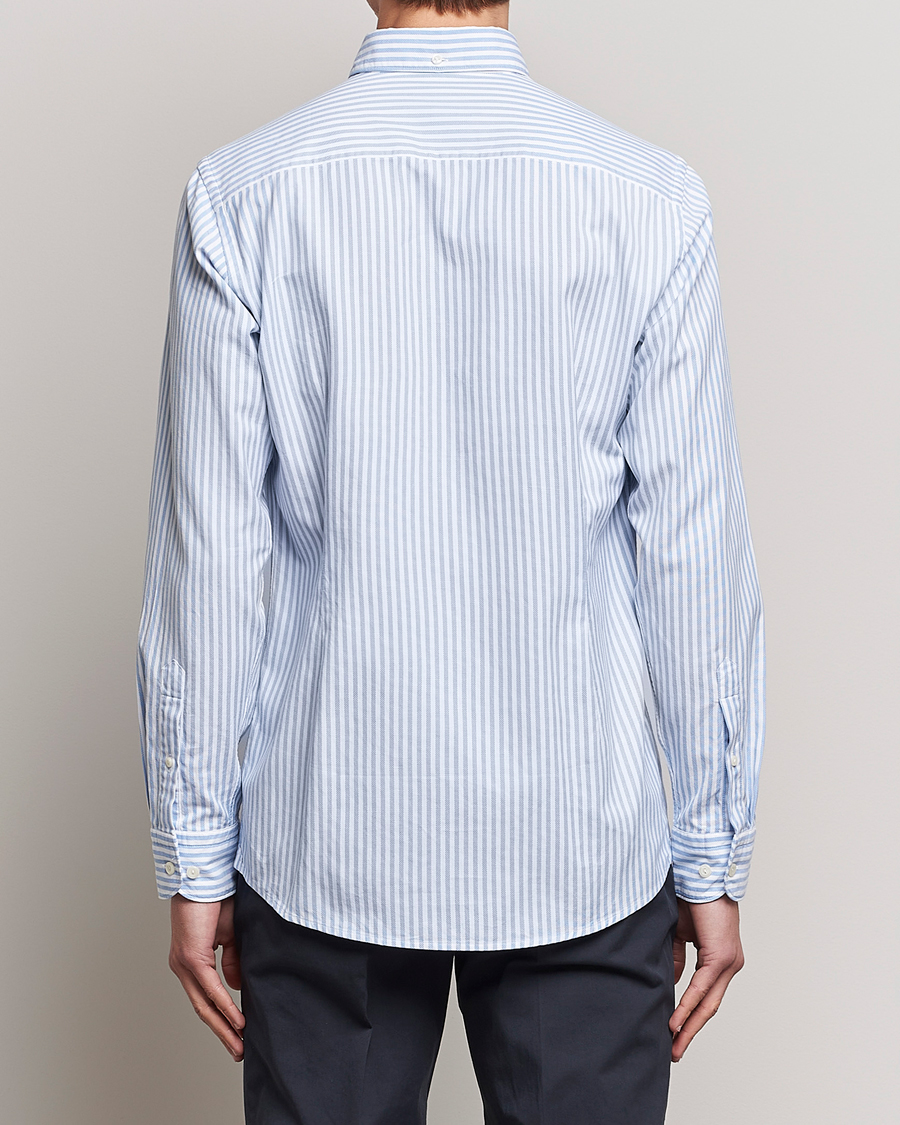 Hombres | Camisas | Eton | Slim Fit Royal Oxford Stripe Button Down Light Blue