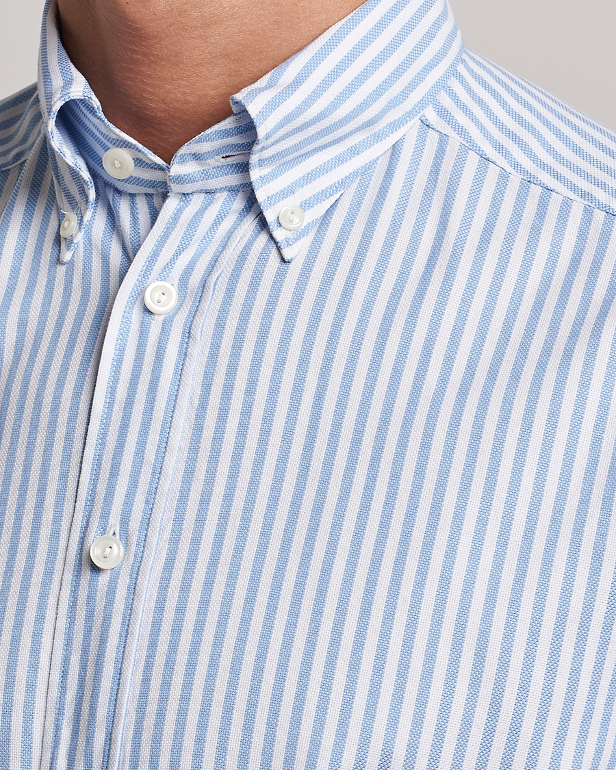 Hombres | Camisas | Eton | Slim Fit Royal Oxford Stripe Button Down Light Blue