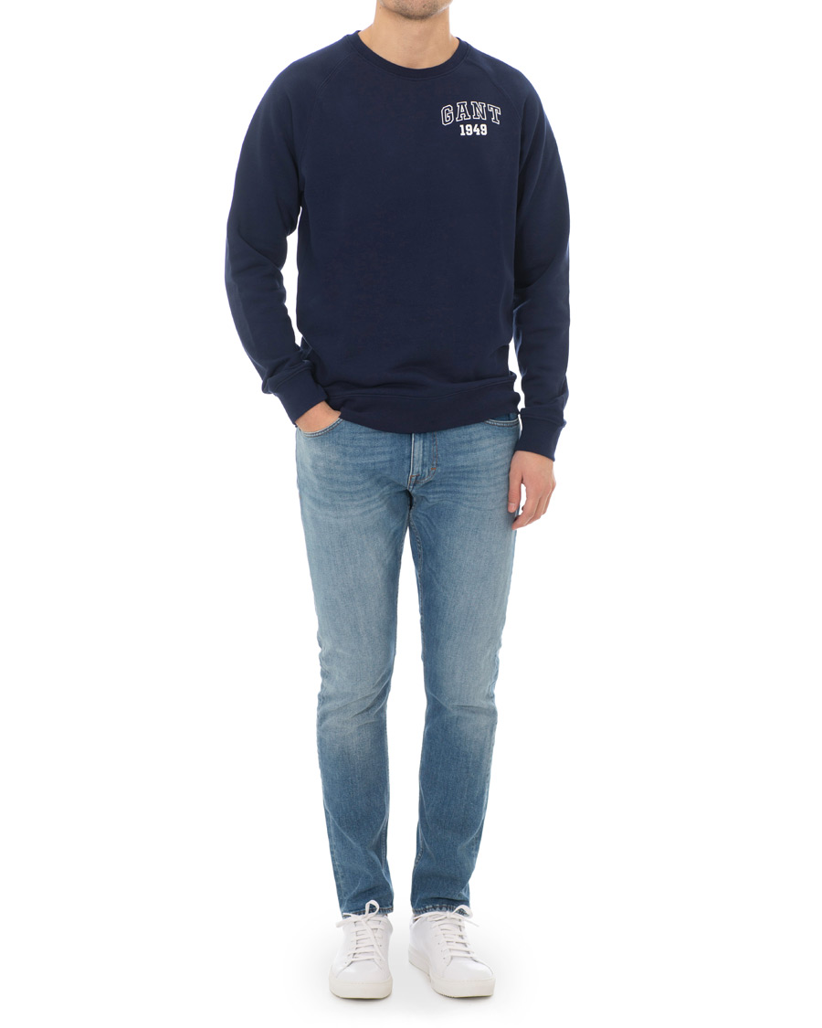 Hombres | Jerséis y prendas de punto | GANT | Summer Logo Crew Neck Sweatshirt Evening Blue