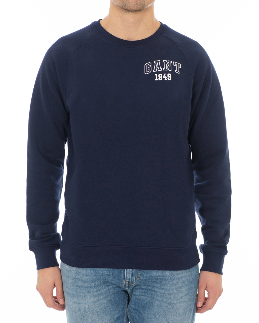 Hombres | Jerséis y prendas de punto | GANT | Summer Logo Crew Neck Sweatshirt Evening Blue
