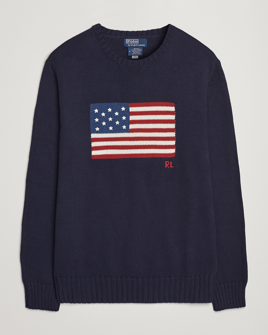 Hombres | Jerséis y prendas de punto | Polo Ralph Lauren | Knitted Flag Crew Neck Navy