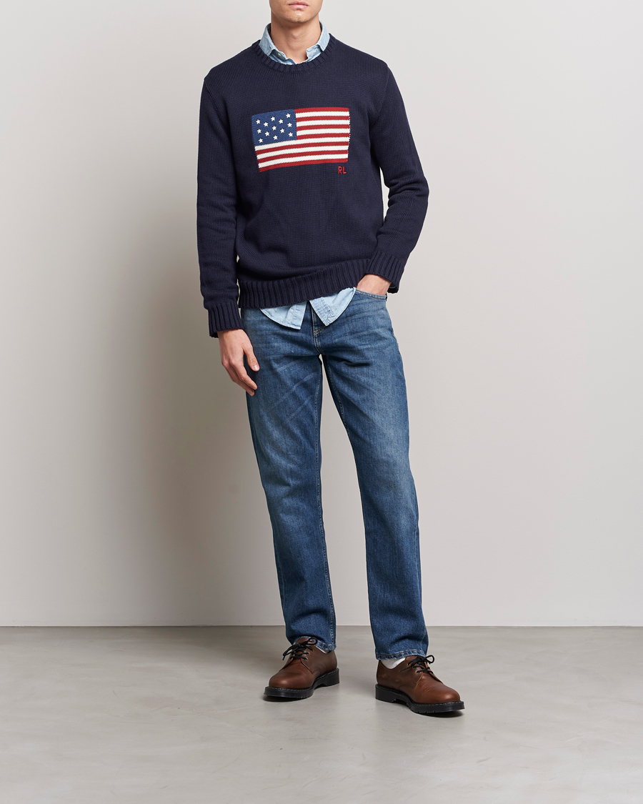 Hombres | Jerséis y prendas de punto | Polo Ralph Lauren | Knitted Flag Crew Neck Navy