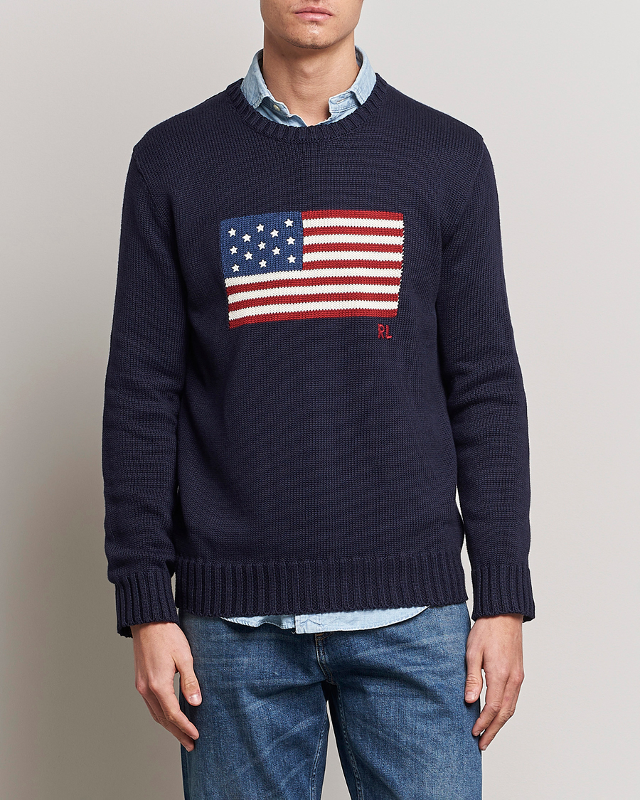 Hombres | Jerséis y prendas de punto | Polo Ralph Lauren | Knitted Flag Crew Neck Navy
