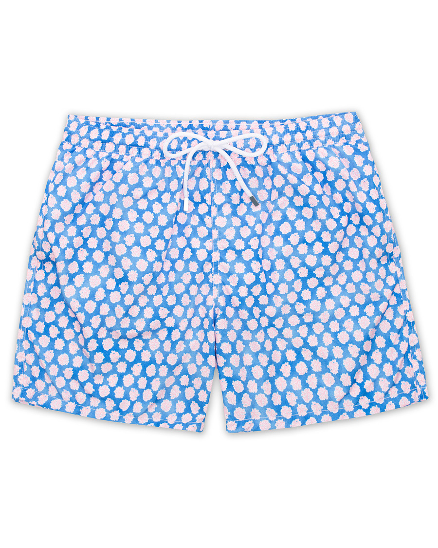 Hombres | Bañadores | Barba Napoli | Coral Print Swim Shorts Medium Blue
