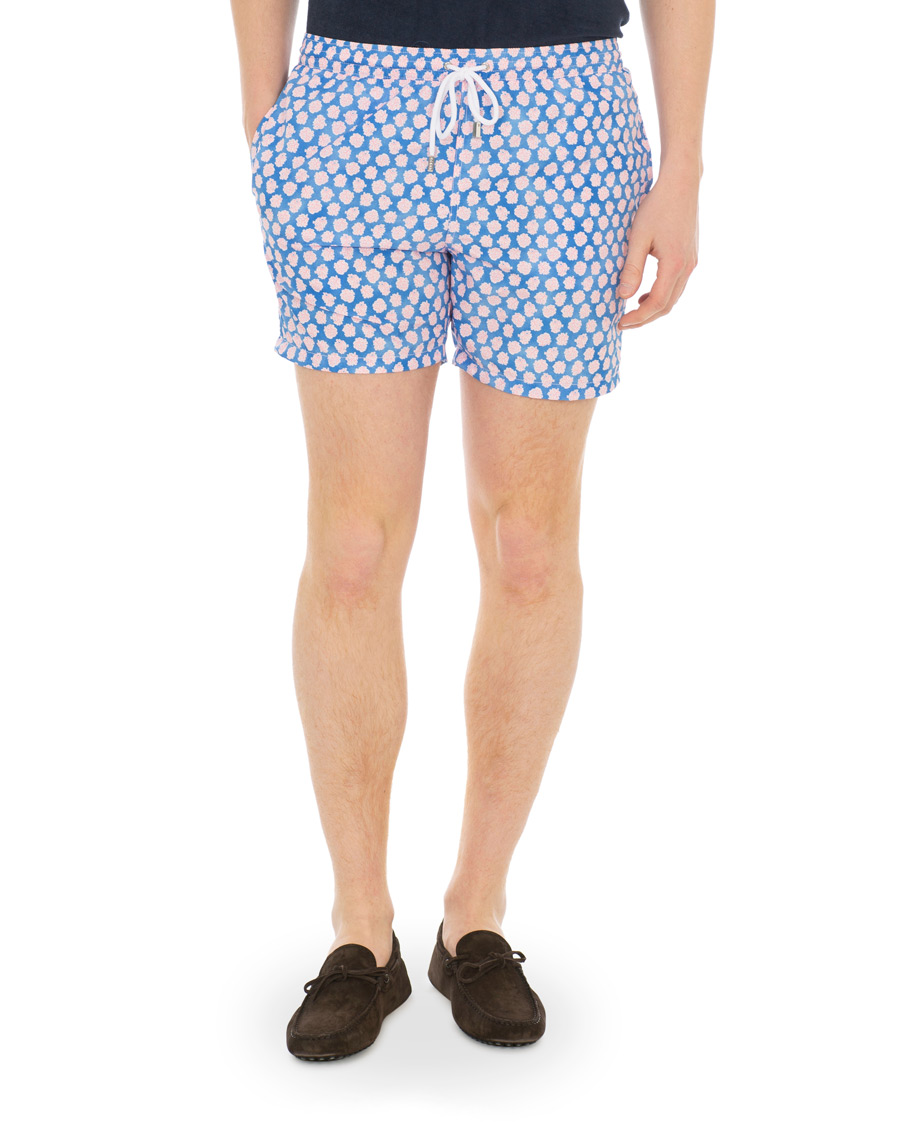 Hombres | Bañadores | Barba Napoli | Coral Print Swim Shorts Medium Blue