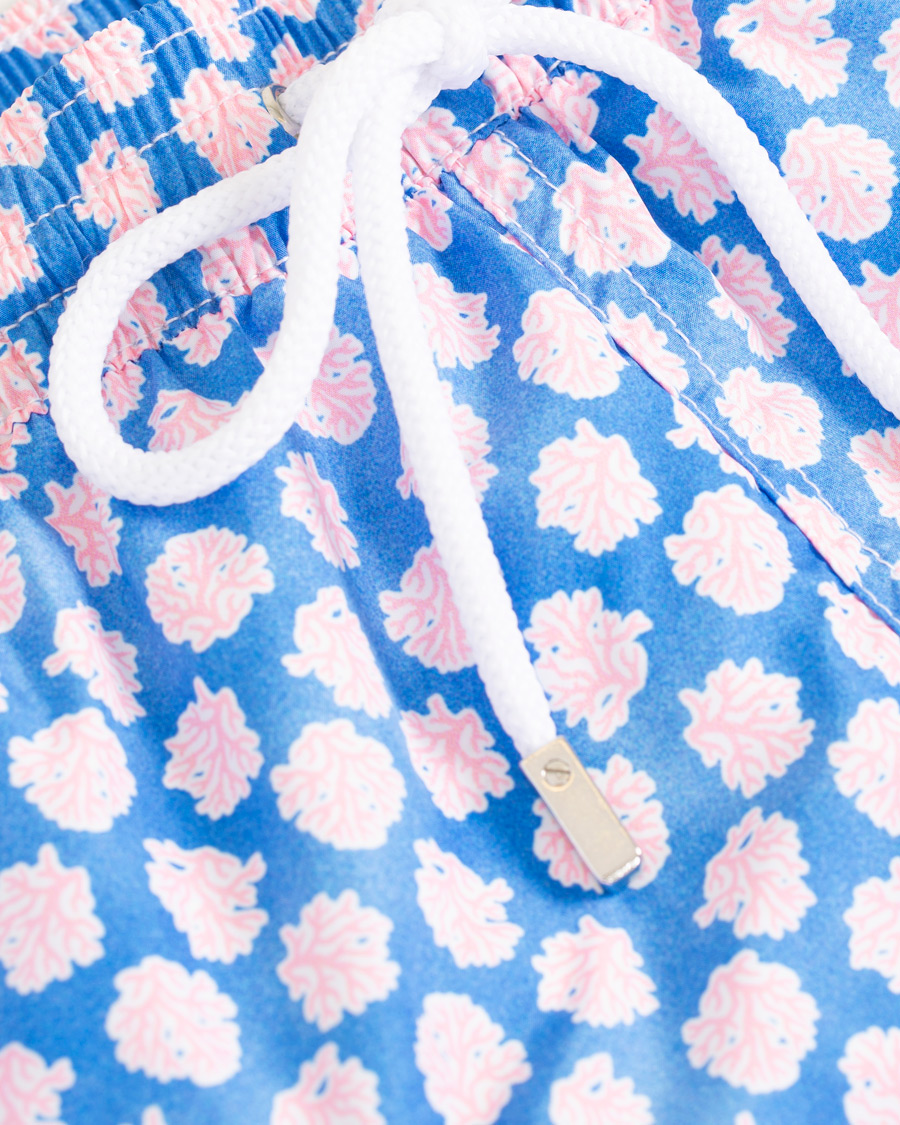 Hombres | Bañadores | Barba Napoli | Coral Print Swim Shorts Medium Blue