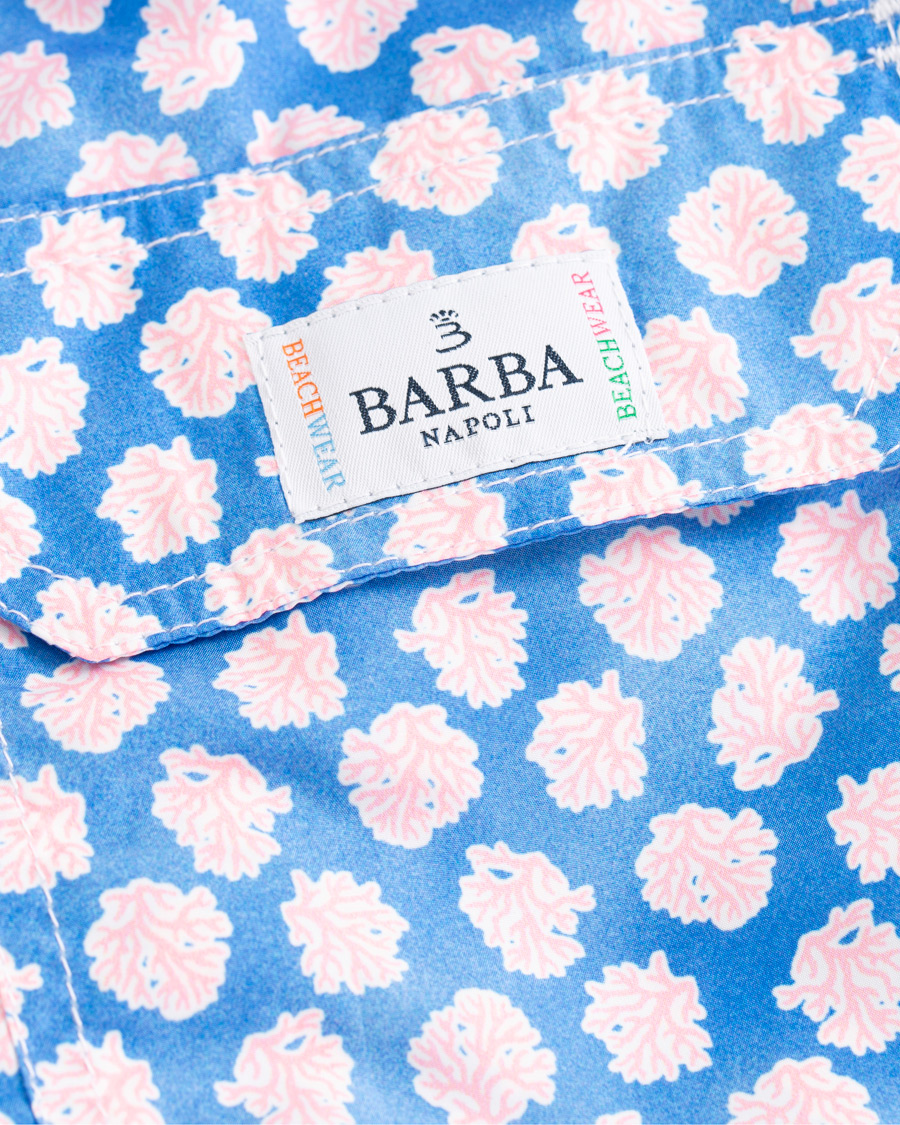 Hombres | Bañadores | Barba Napoli | Coral Print Swim Shorts Medium Blue