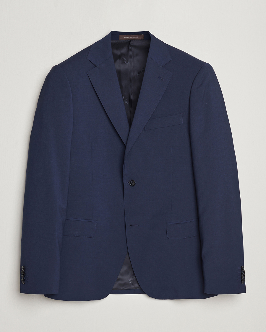 Hombres | Blazers | Oscar Jacobson | Edmund Wool Stretch Blazer Blue