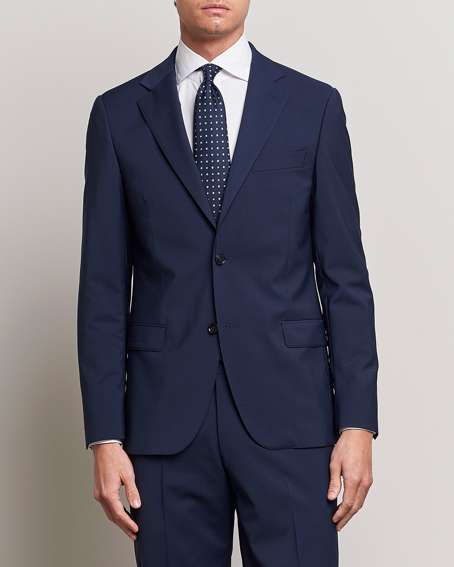 Hombres | Blazers | Oscar Jacobson | Edmund Wool Stretch Blazer Blue