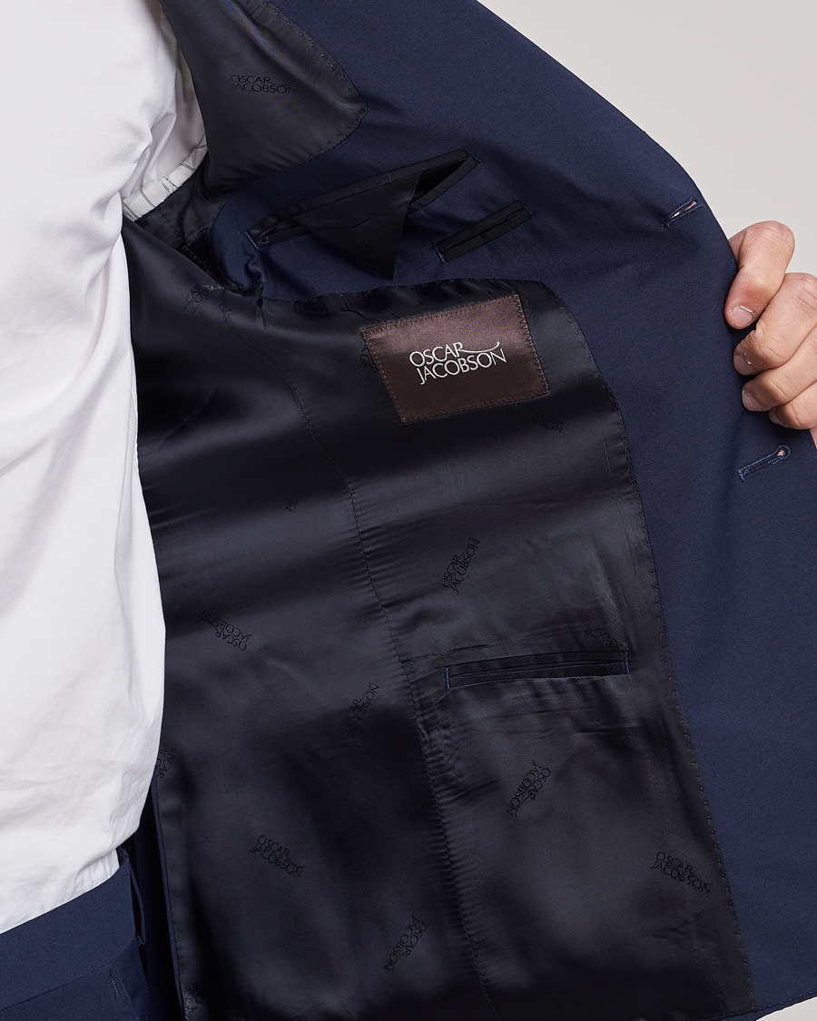 Hombres | Blazers | Oscar Jacobson | Edmund Wool Stretch Blazer Blue