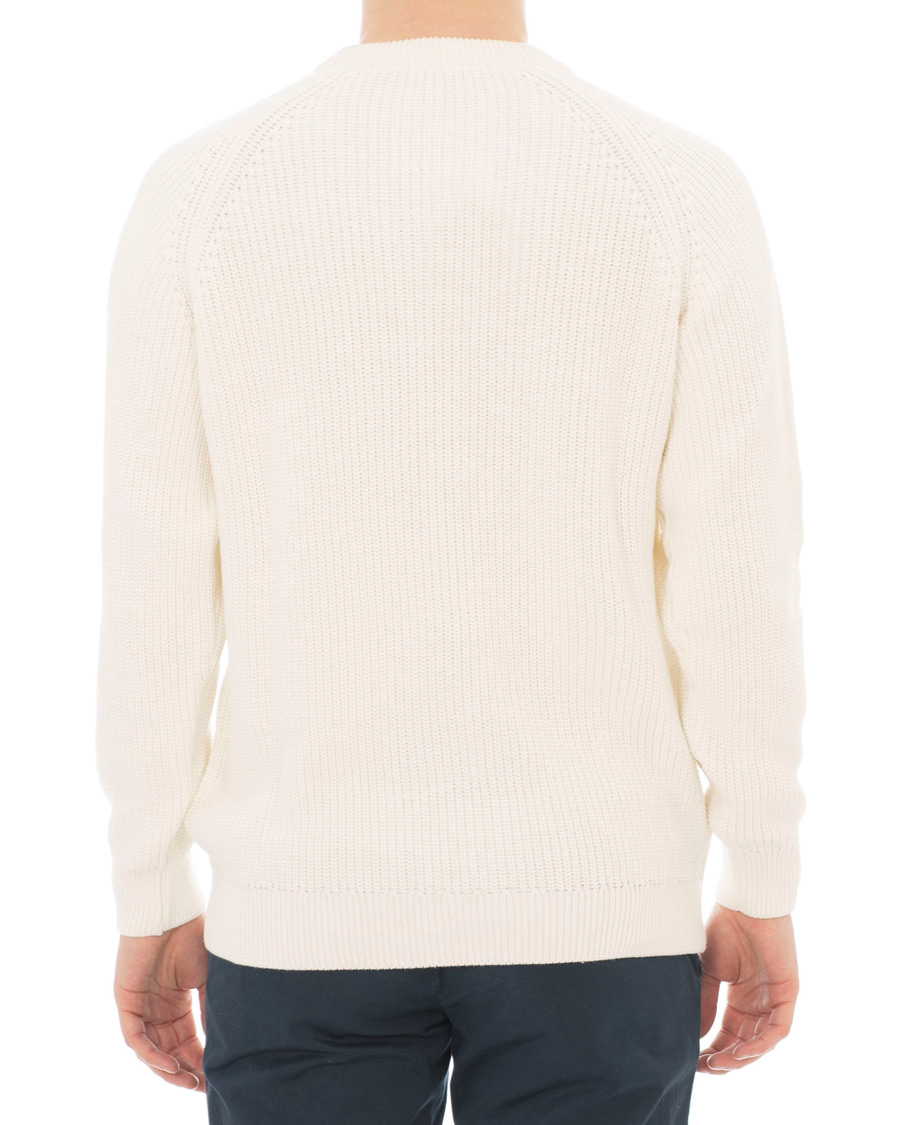 Hombres | Jerséis y prendas de punto | Sunspel | Long Sleeve Rib Crew Neck Sweater Off White