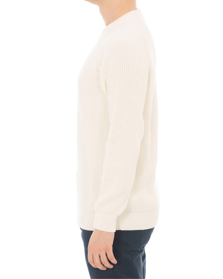 Hombres | Jerséis y prendas de punto | Sunspel | Long Sleeve Rib Crew Neck Sweater Off White