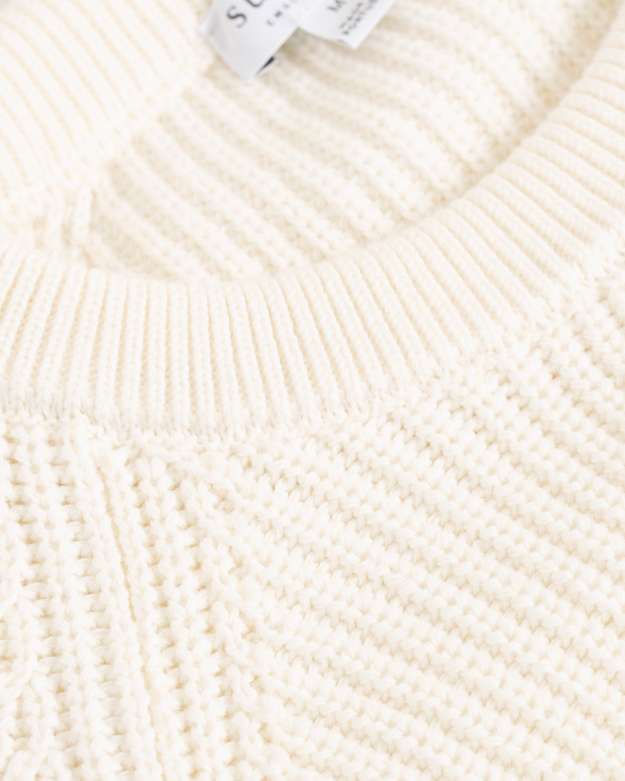 Hombres | Jerséis y prendas de punto | Sunspel | Long Sleeve Rib Crew Neck Sweater Off White