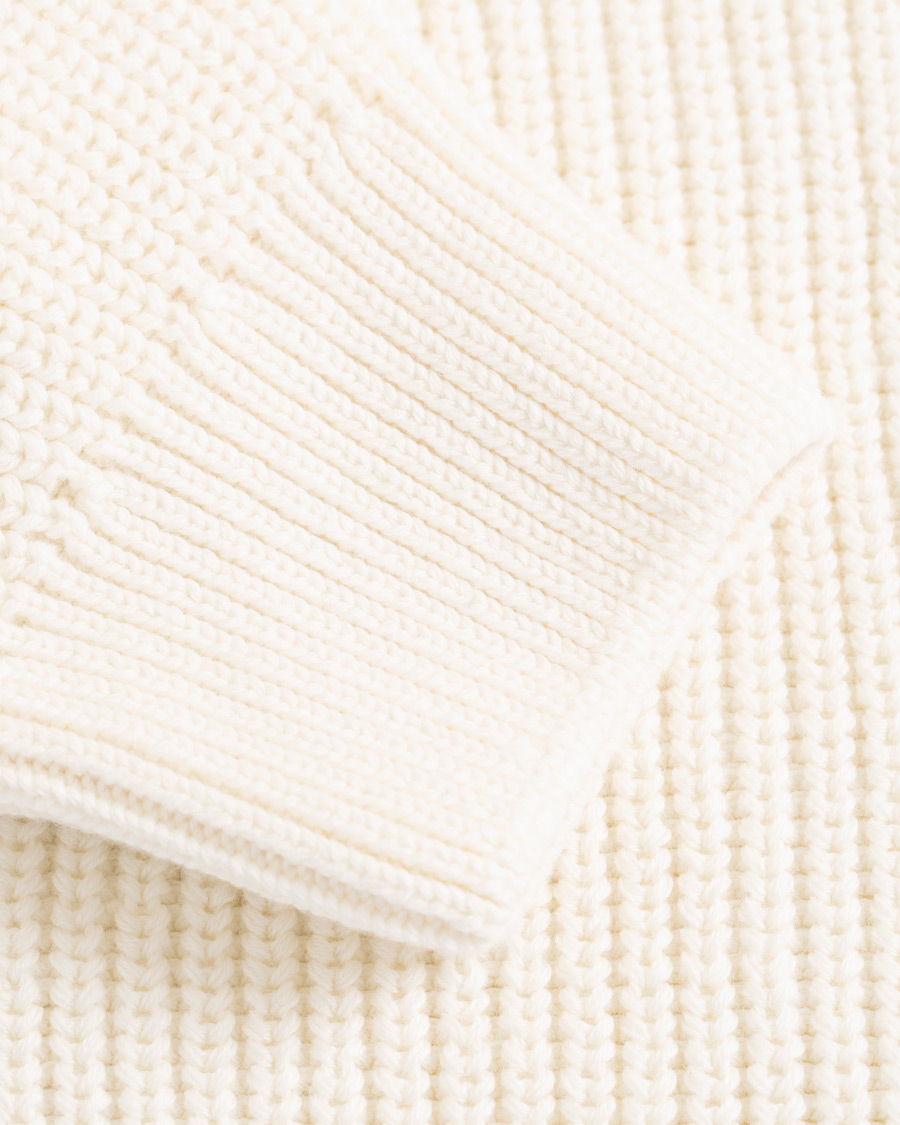 Hombres | Jerséis y prendas de punto | Sunspel | Long Sleeve Rib Crew Neck Sweater Off White