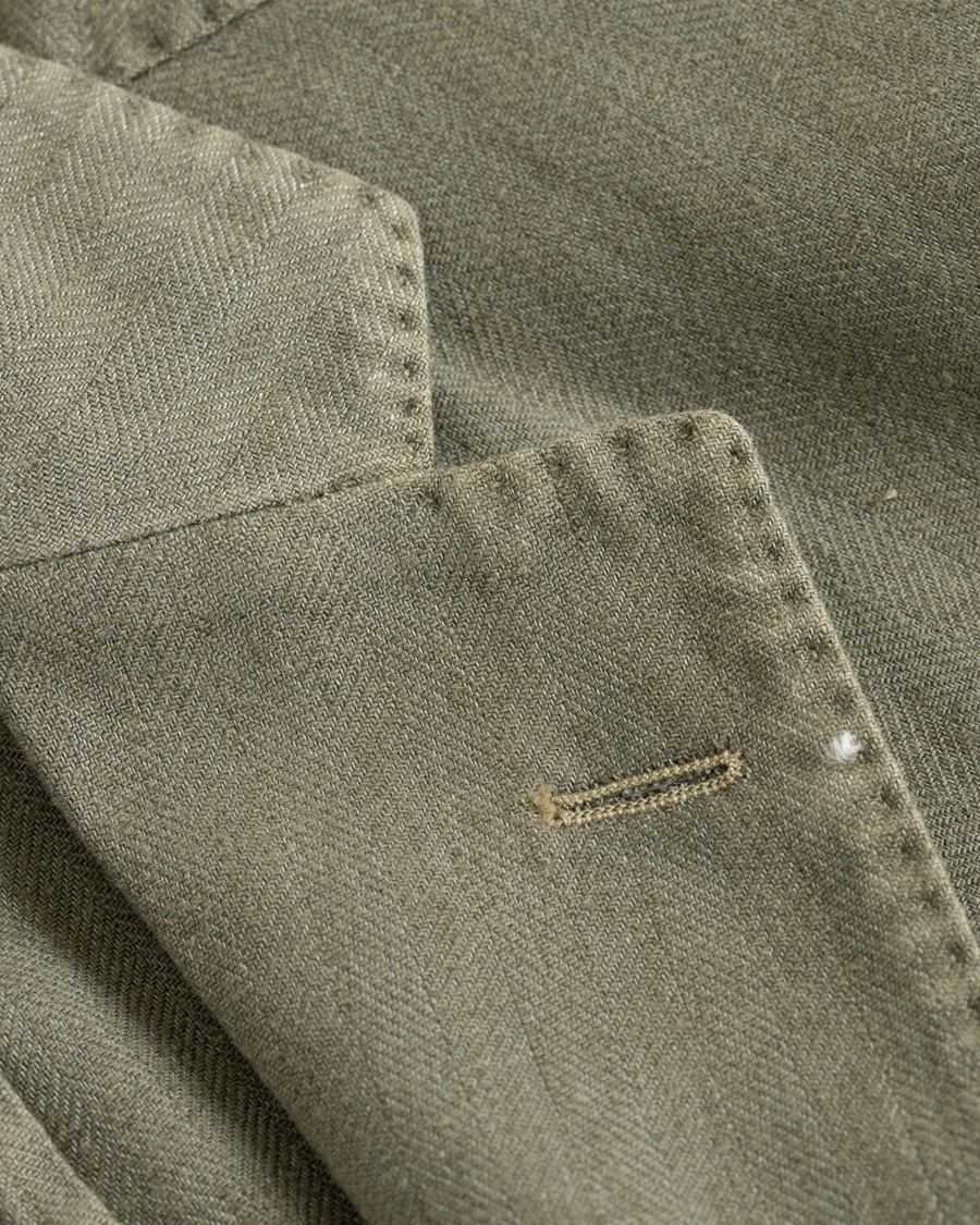 Hombres | Blazers | Boglioli | K Jacket Cotton/Linen Herringbone Blazer Green