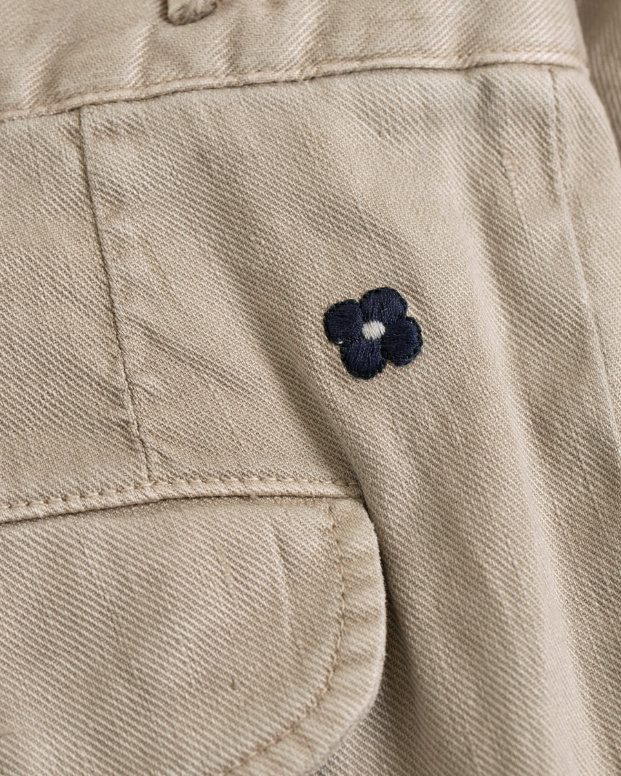 Hombres | Pantalones | Lardini | Double Pleated Linen Cotton Trousers Beige