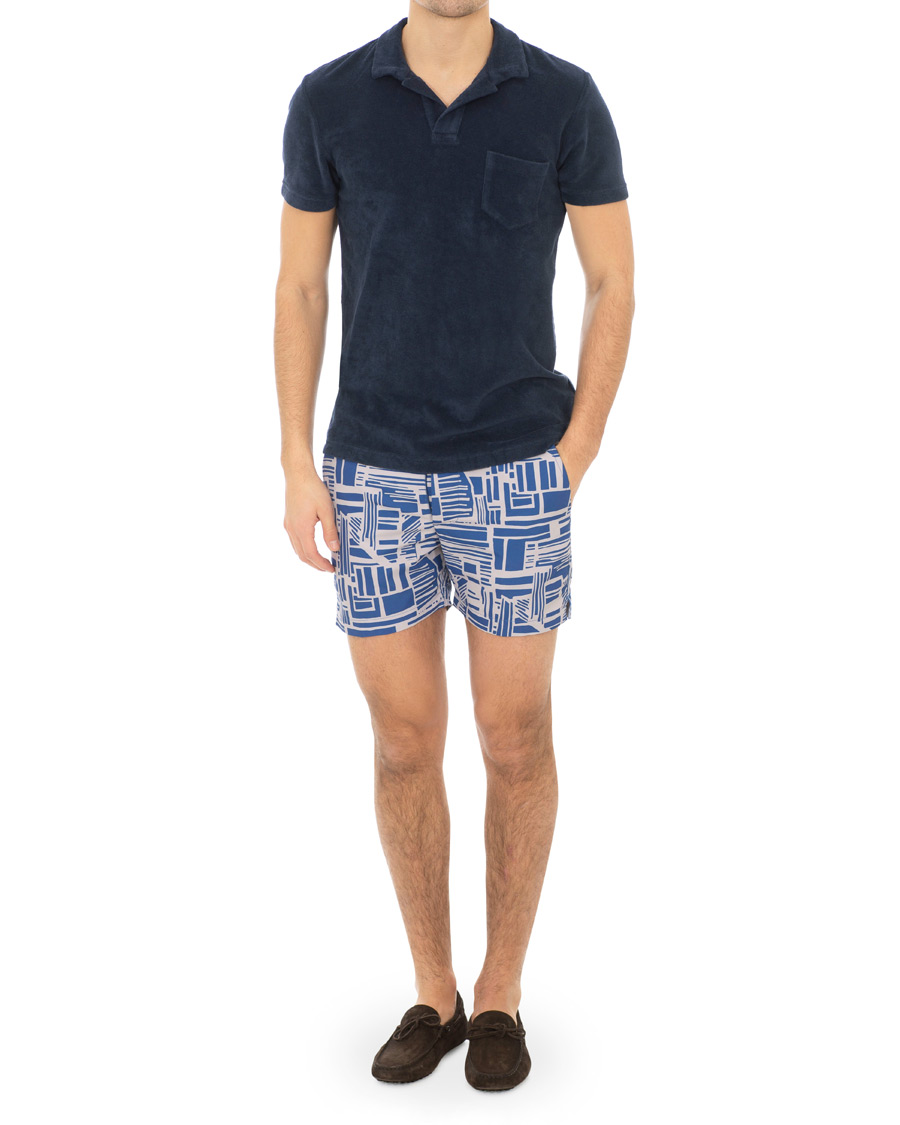 Hombres | Bañadores | Frescobol Carioca | Classic Short Swimshorts Linha Navy/Smoke Grey