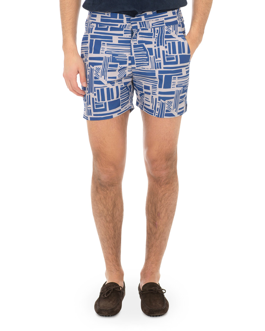 Hombres | Bañadores | Frescobol Carioca | Classic Short Swimshorts Linha Navy/Smoke Grey