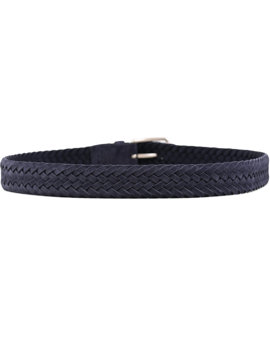 Hombres | Tod's Intreccio Woven Belt Midnight Blue Suede | Tod's | Intreccio Woven Belt Midnight Blue Suede