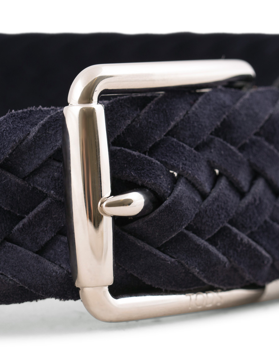 Hombres | Tod's Intreccio Woven Belt Midnight Blue Suede | Tod's | Intreccio Woven Belt Midnight Blue Suede