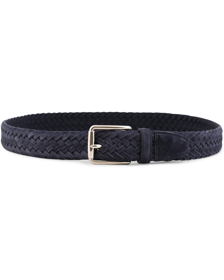 Hombres | Tod's Intreccio Woven Belt Midnight Blue Suede | Tod's | Intreccio Woven Belt Midnight Blue Suede