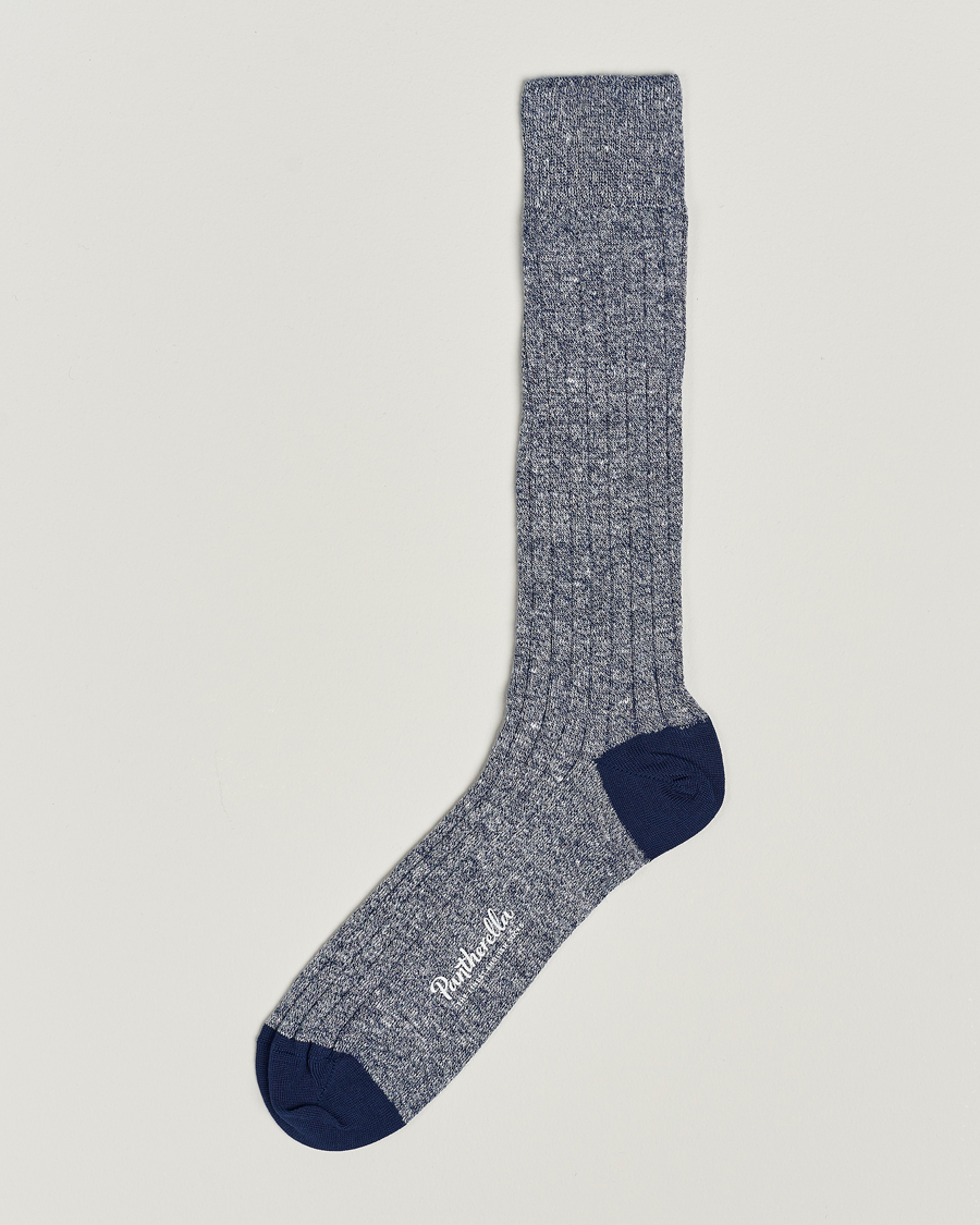 Hombres | Ropa interior y calcetines | Pantherella | Hamada Linen/Cotton/Nylon Sock Indigo