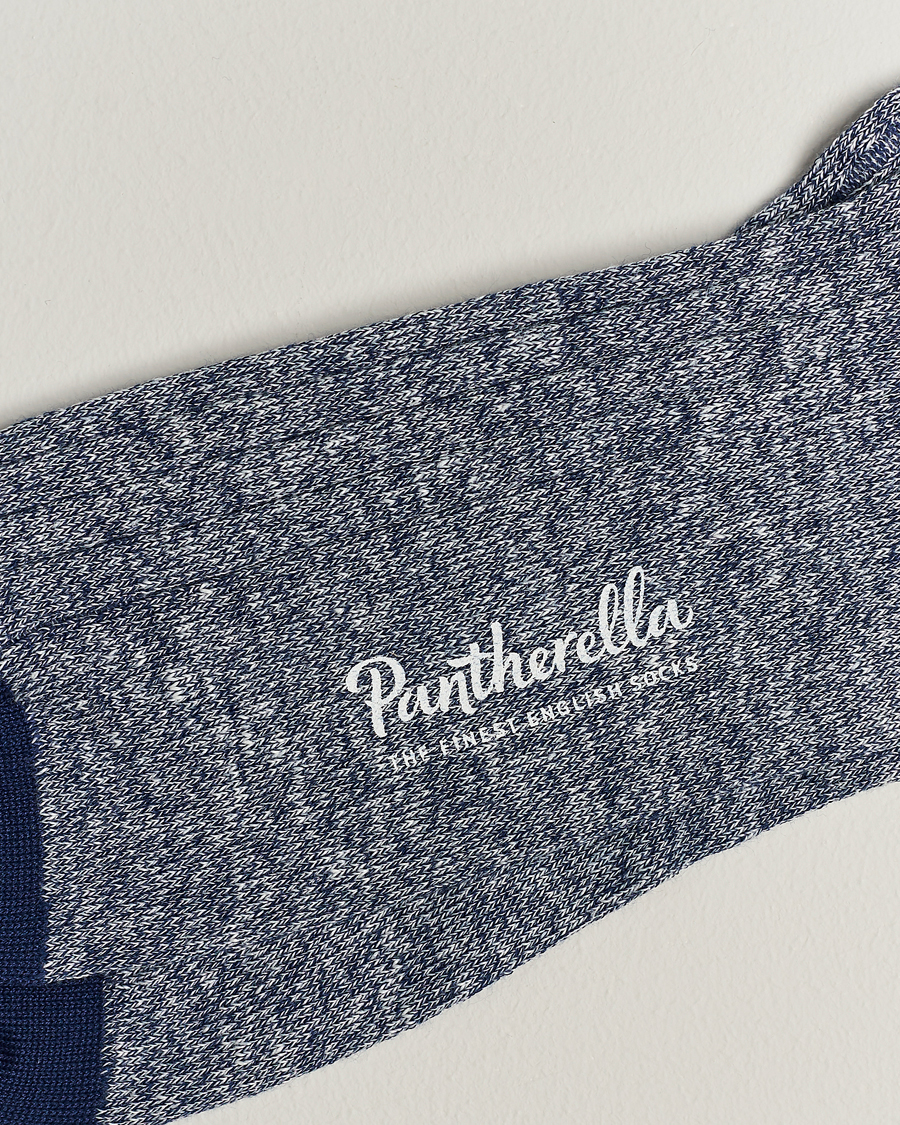 Hombres | Pantherella | Pantherella | Hamada Linen/Cotton/Nylon Sock Indigo