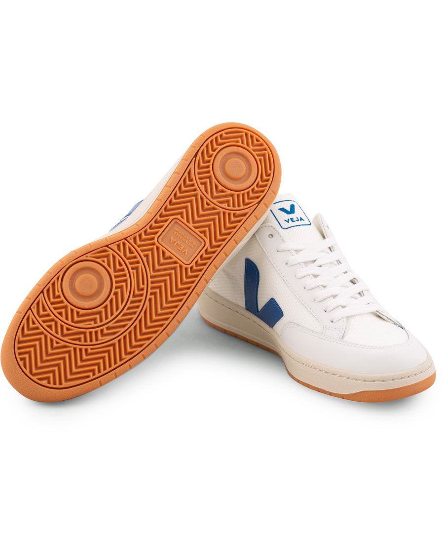 Hombres | Veja V-12 Mesh Sneaker White/Indigo/Orange/Flou | Veja | V-12 Mesh Sneaker White/Indigo/Orange/Flou