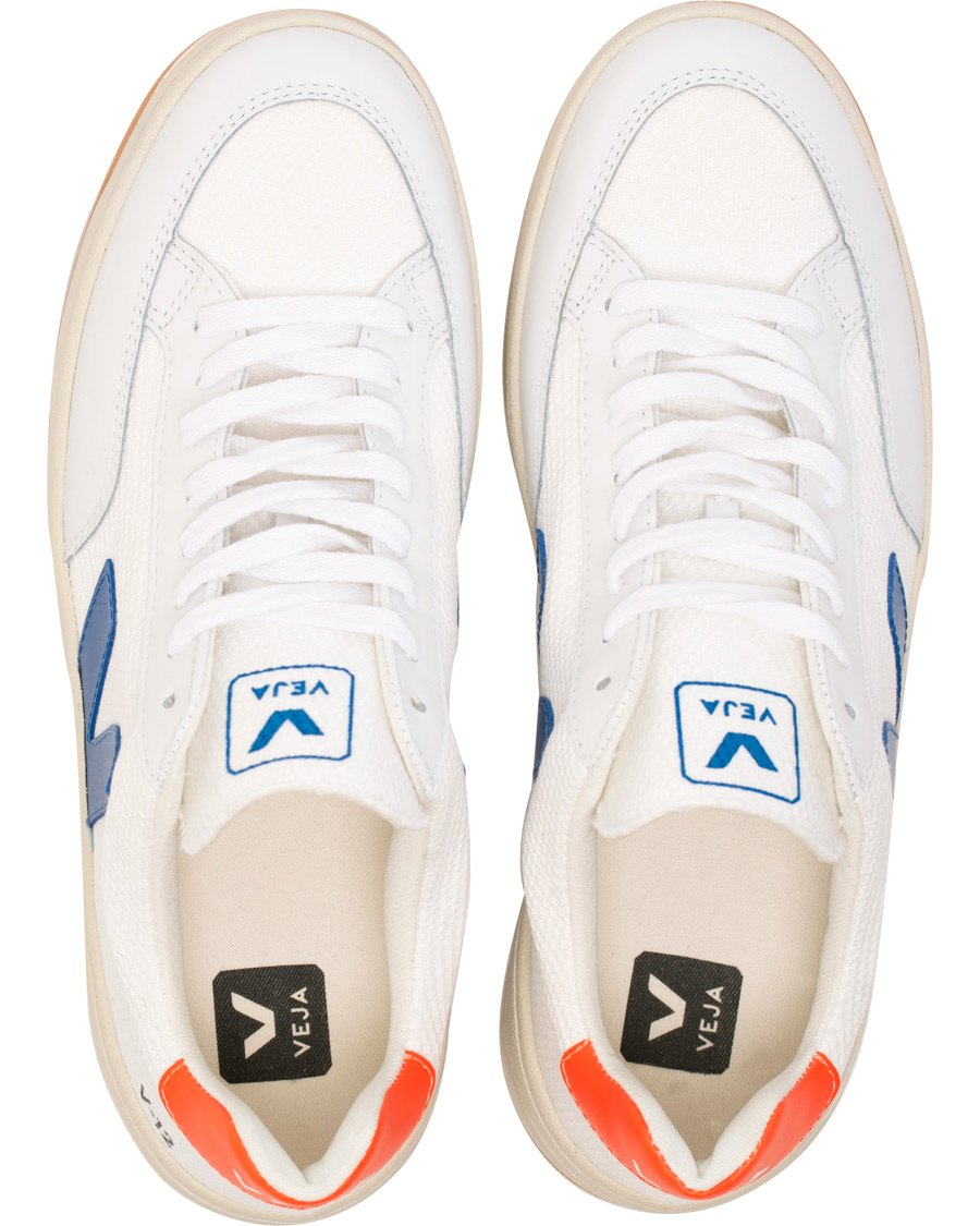 Hombres | Veja V-12 Mesh Sneaker White/Indigo/Orange/Flou | Veja | V-12 Mesh Sneaker White/Indigo/Orange/Flou