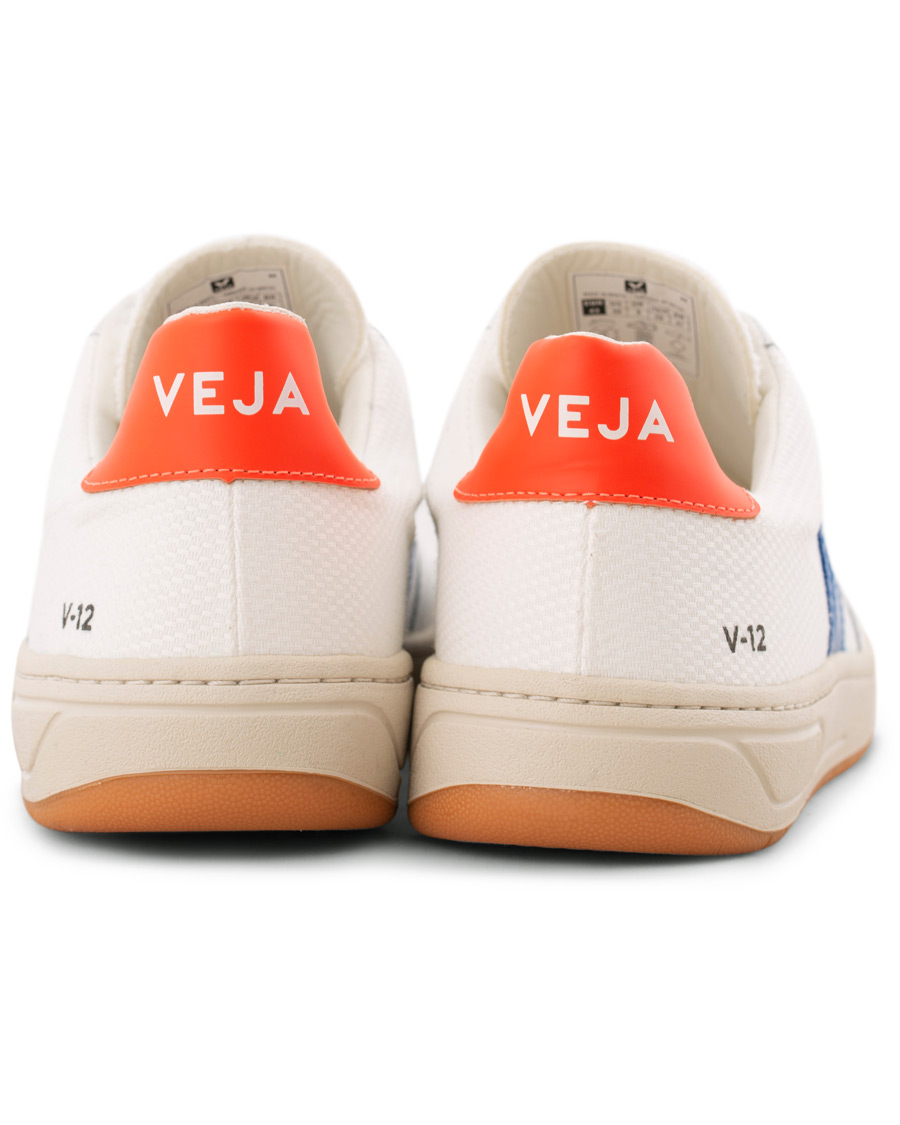 Hombres | Veja V-12 Mesh Sneaker White/Indigo/Orange/Flou | Veja | V-12 Mesh Sneaker White/Indigo/Orange/Flou