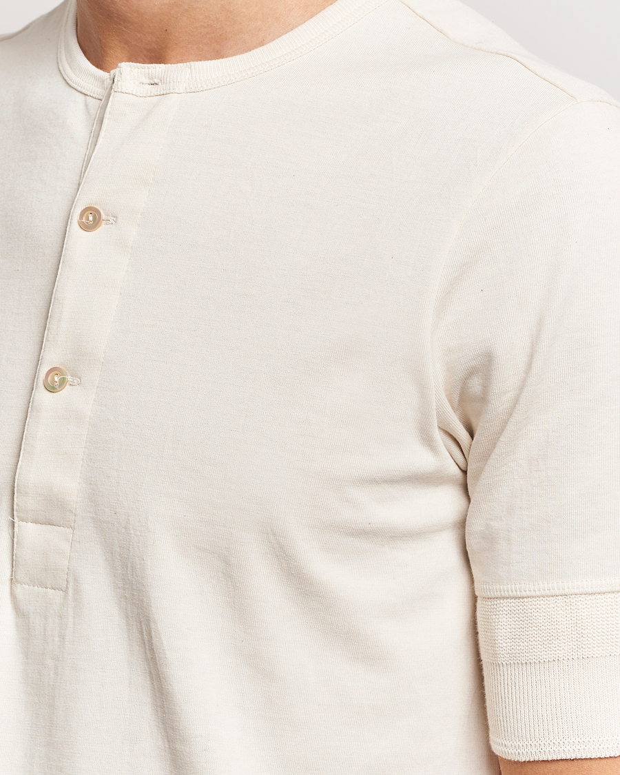 Hombres | Jerséis y prendas de punto | Merz b. Schwanen | Short Sleeve Organic Cotton Henley Nature