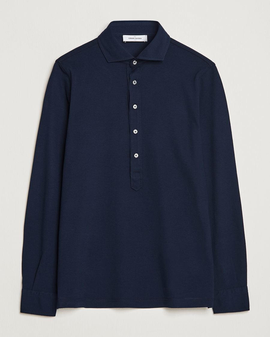 Hombres | Camisas | Gran Sasso | Popover Shirt Navy