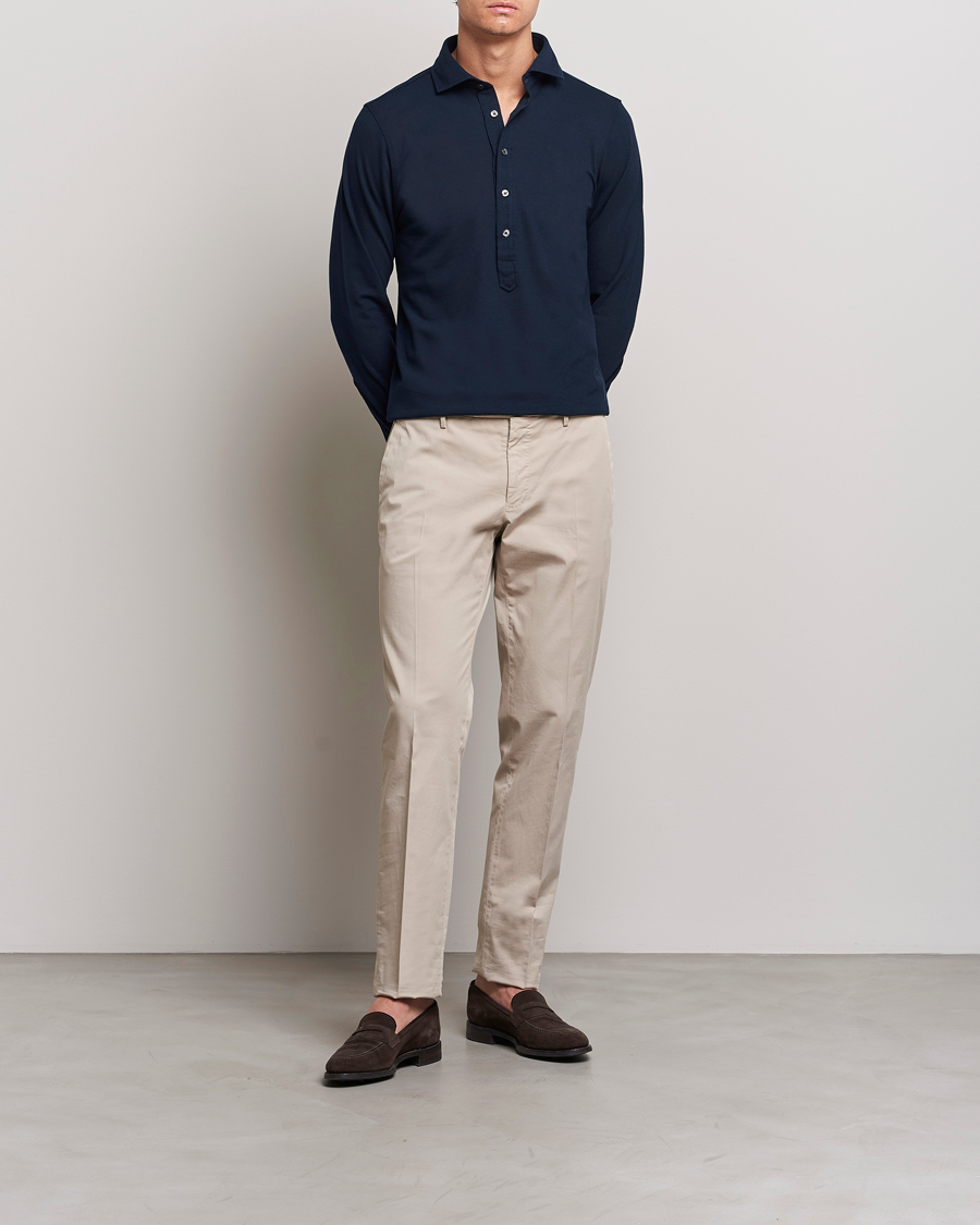 Hombres | Camisas | Gran Sasso | Popover Shirt Navy