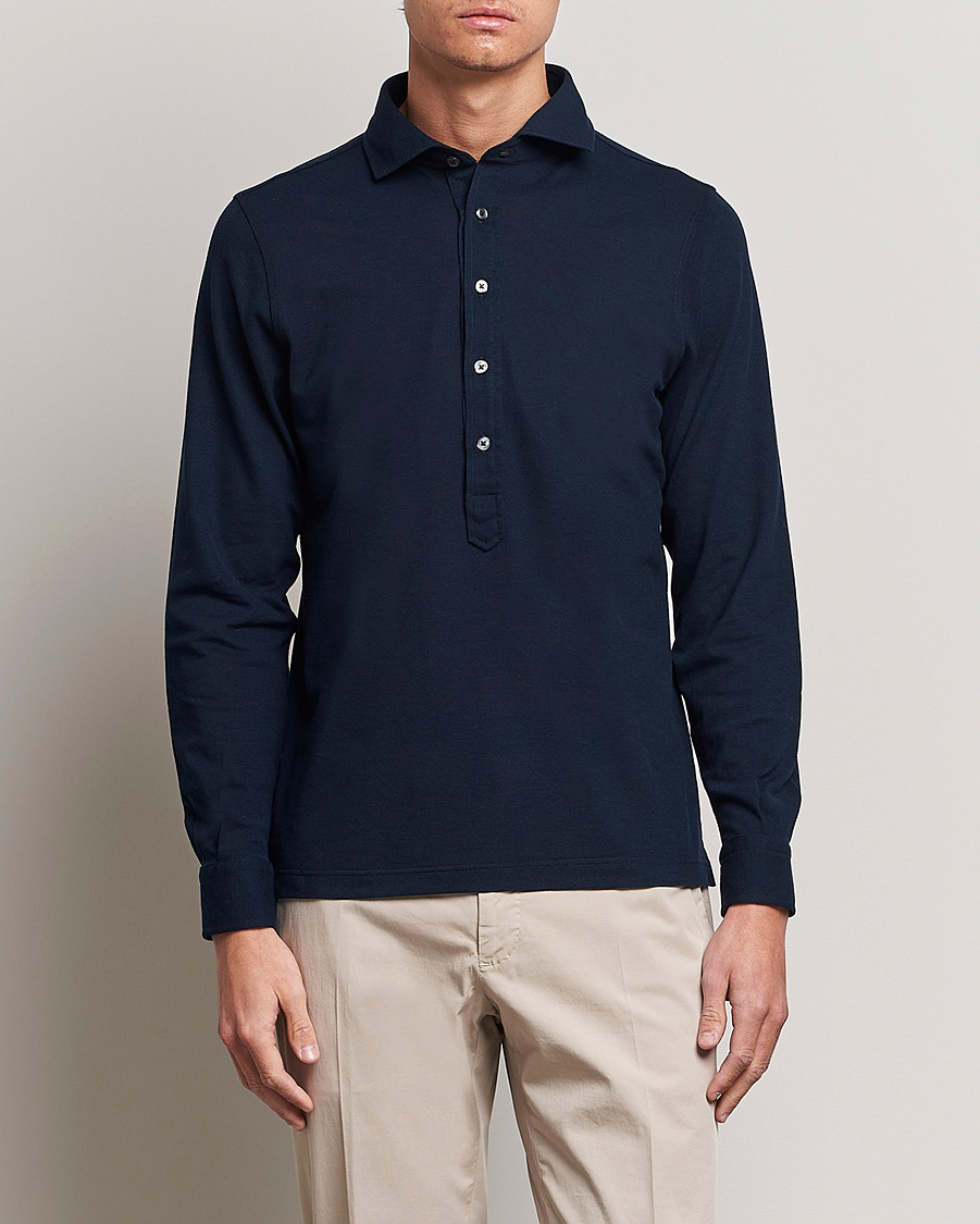 Hombres | Camisas | Gran Sasso | Popover Shirt Navy