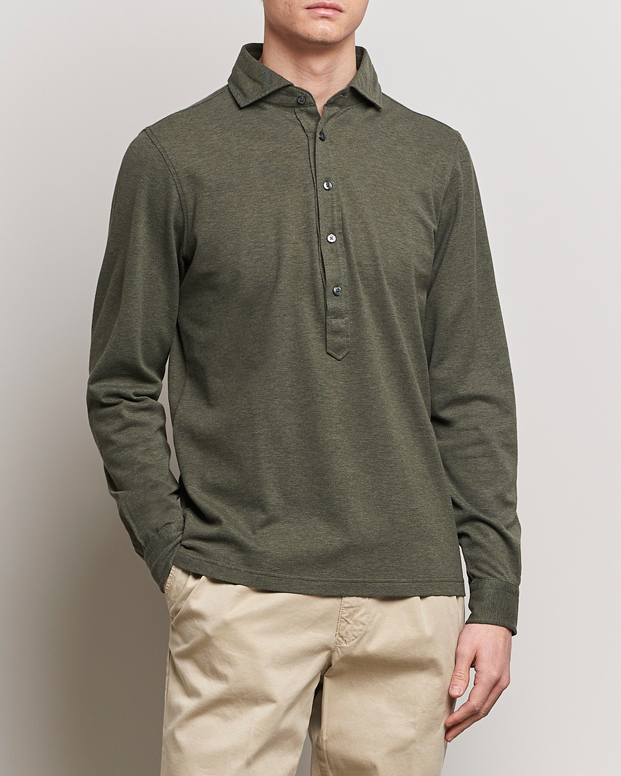 Hombres | Camisas | Gran Sasso | Popover Shirt Olive