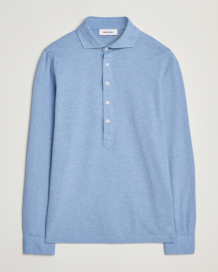 Hombres | Camisas | Gran Sasso | Popover Shirt Light Blue