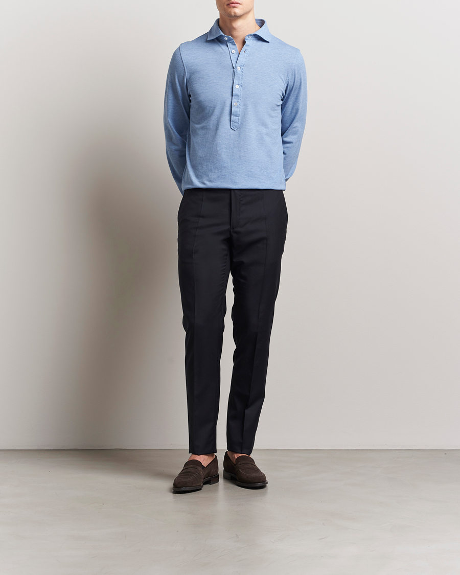 Hombres | Camisas | Gran Sasso | Popover Shirt Light Blue
