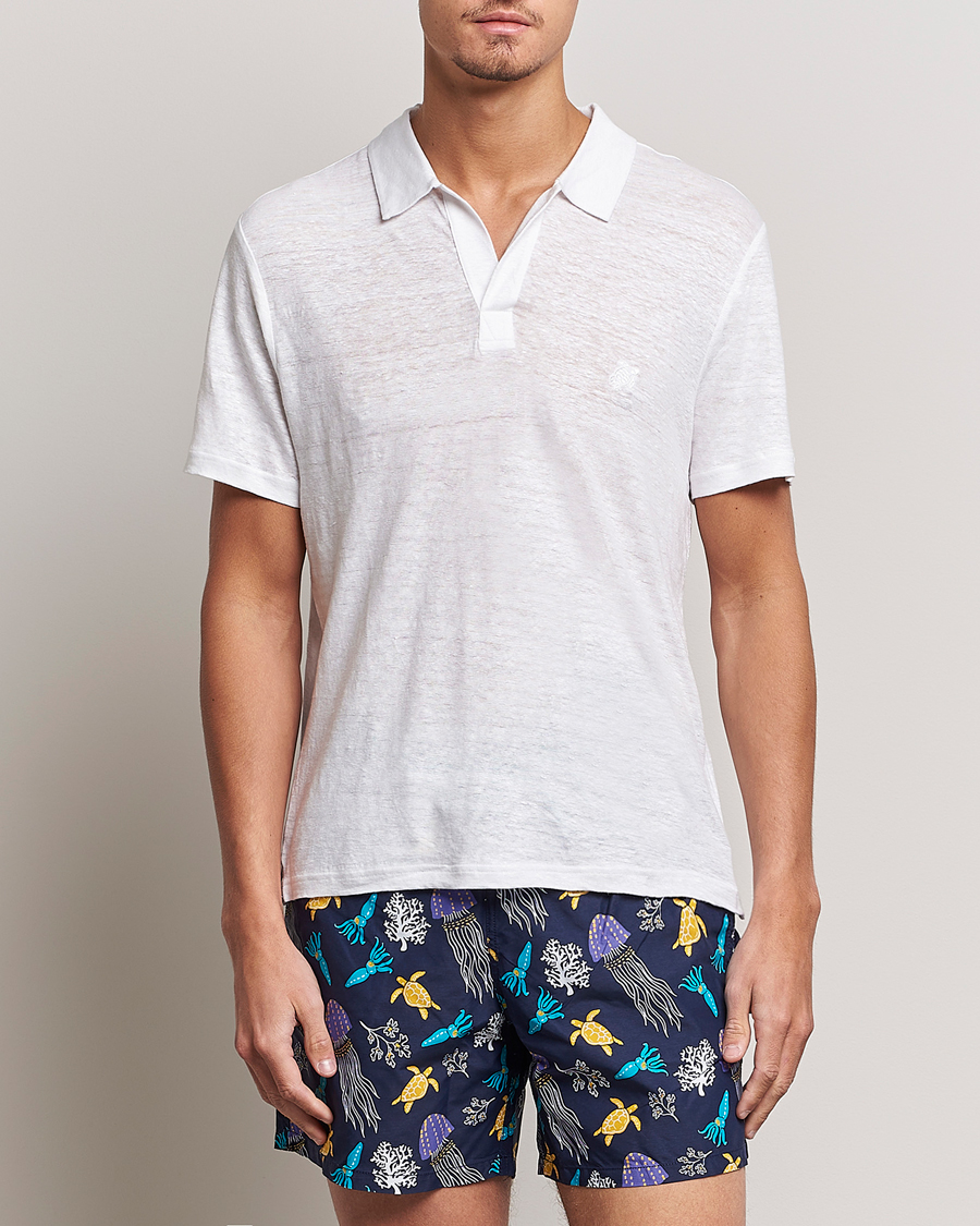 Hombres | Polos | Vilebrequin | Jersey Linen Polo Blanco