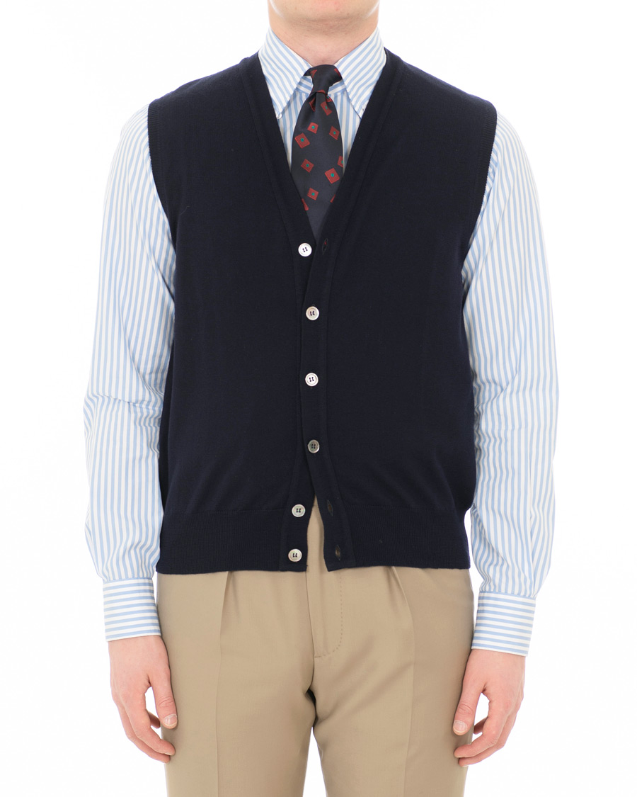 Hombres | Jerséis y prendas de punto | Berg&Berg | Börje Sleeveless Cardigan Navy