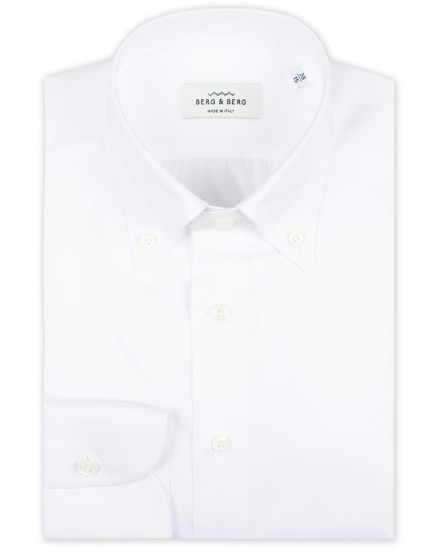 Hombres | Camisas | Berg&Berg | Frithof Handmade Button Down Cotton Shirt White