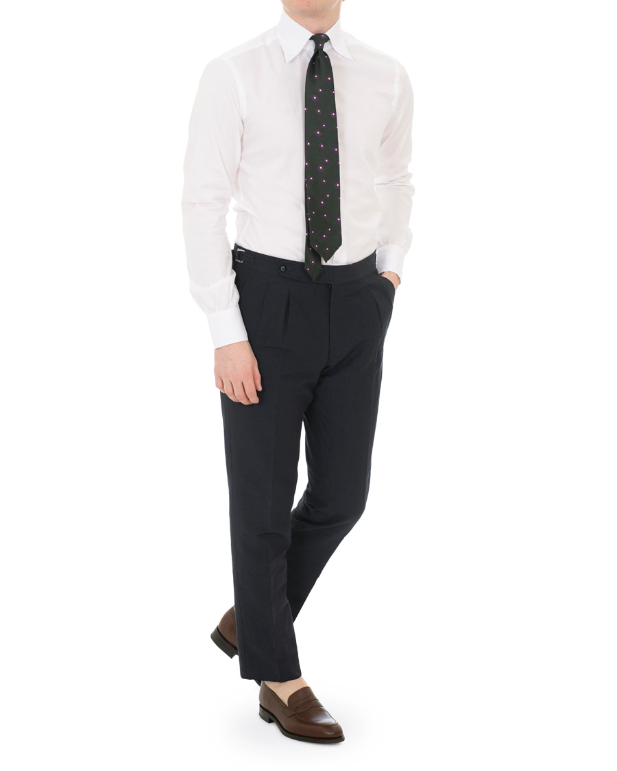 Hombres | Camisas | Berg&Berg | Frithof Handmade Button Down Cotton Shirt White